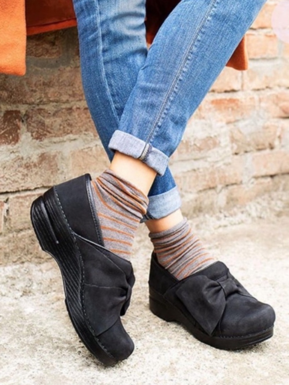 DANSKO Pro Bow Clogs Black Nubuck Leather 40